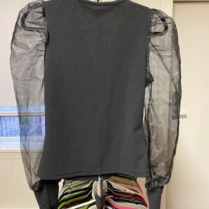 SHEIN Black Top with Sheer Accents